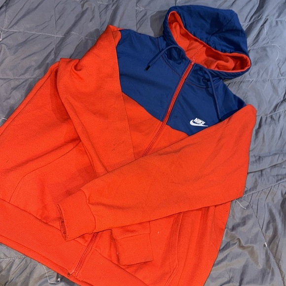 NIKE BLUE AND ORANGE ZIP UP HOODIE - Picture 2 of 5